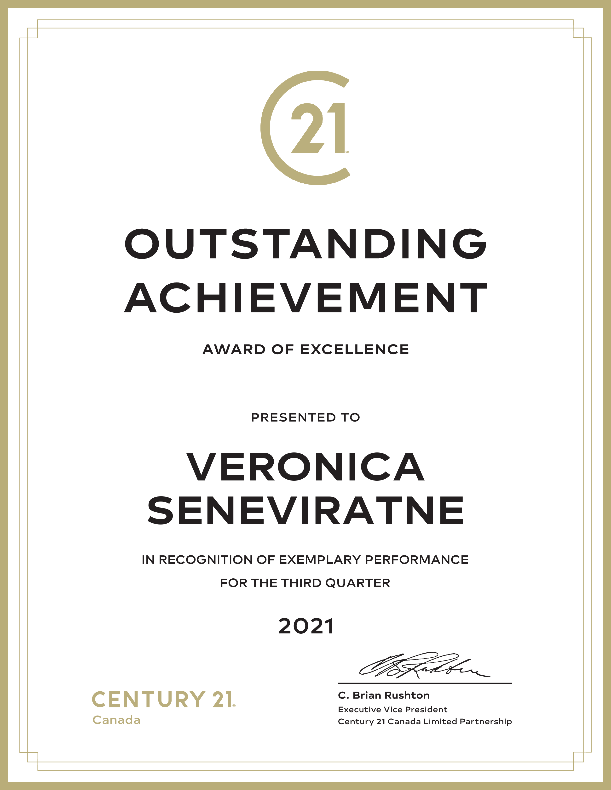 2021-3rd Qtr - Outstanding Achievement